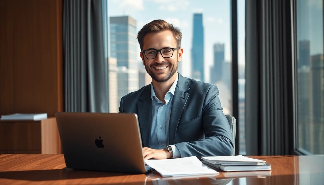 Headhunter CEO berät mit Expertise in modernem Büro.