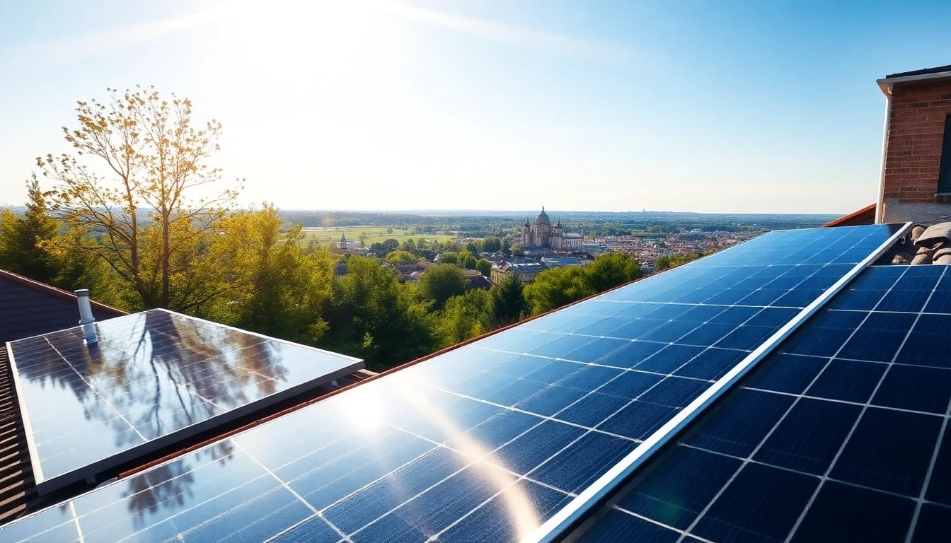 Die Solaranlage von Solar Wien auf einem modernen Wohngebäude in Wien.