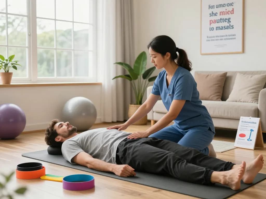 Pelvi-care.de physiotherapy session showcasing effective pelvic floor exercises in a bright, inviting home environment.