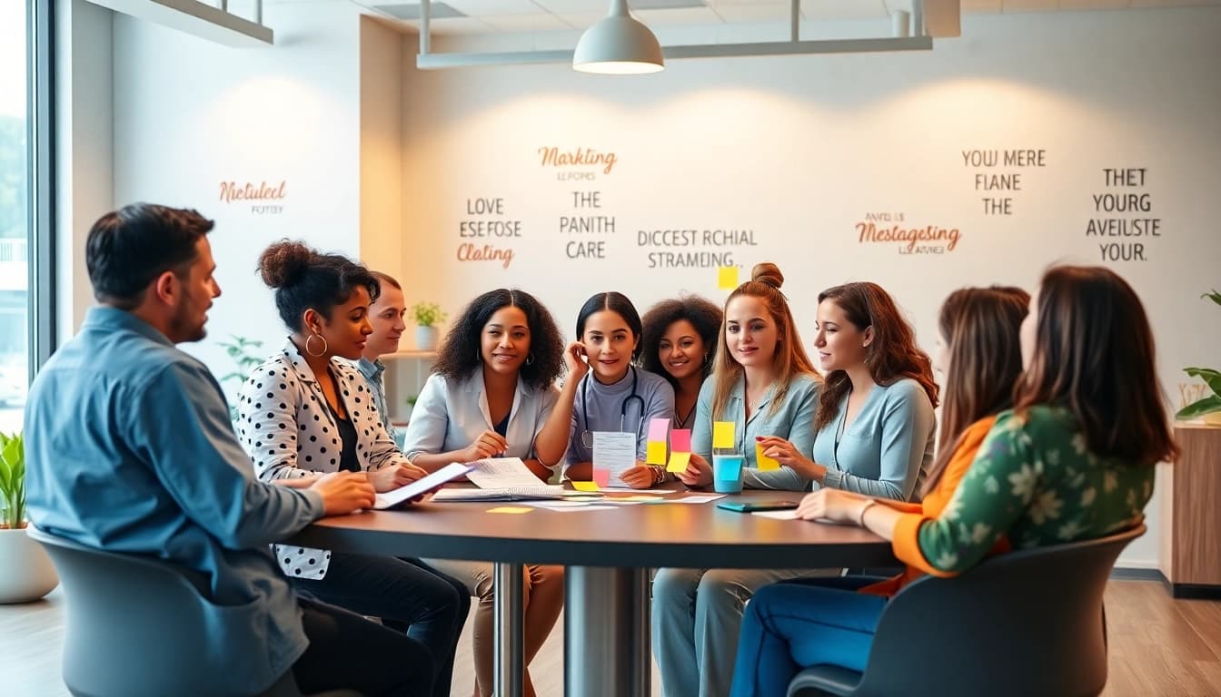 Enhance your Marketing Pflegedienst with a dynamic brainstorming session in a modern nursing care environment.