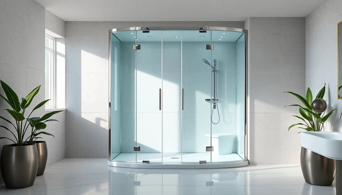 Duschkabine 90x90 komplett in einer stilvollen Badezimmerumgebung mit eleganten Details.