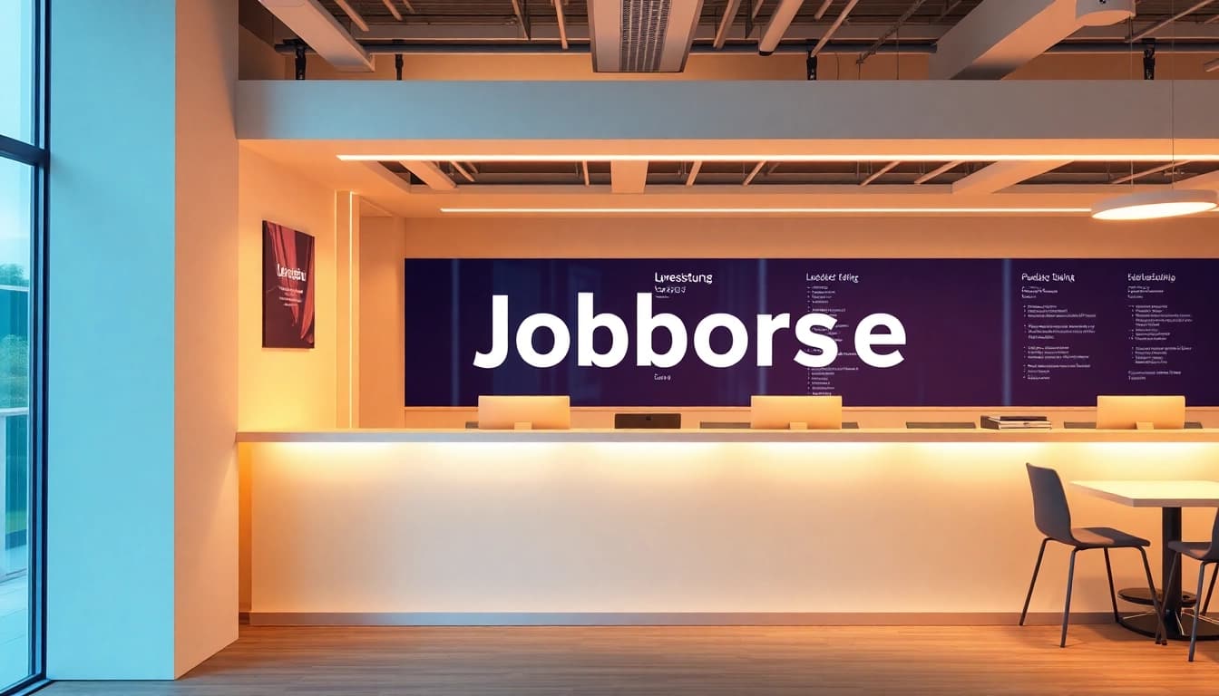 Stellenangebote auf ansprechender Jobbörse mit abwechslungsreichen Jobanzeigen in warmem Licht präsentiert.