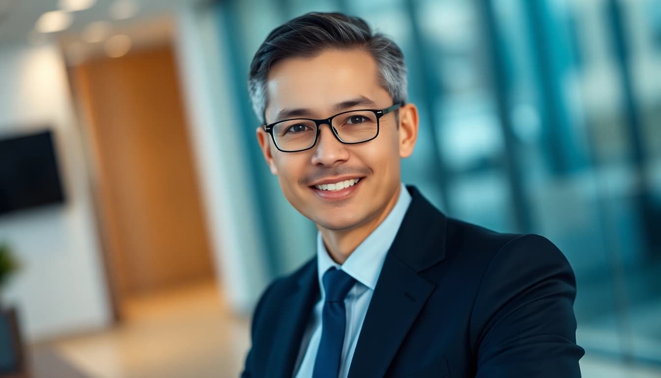 Capturing a polished professional headshot AI with focused lighting and a modern background.