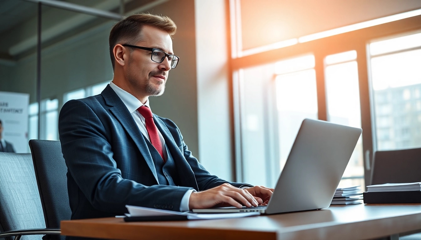 Professioneller Headhunter im Vertrieb analysiert Bewerbungsunterlagen in modernem Büro.
