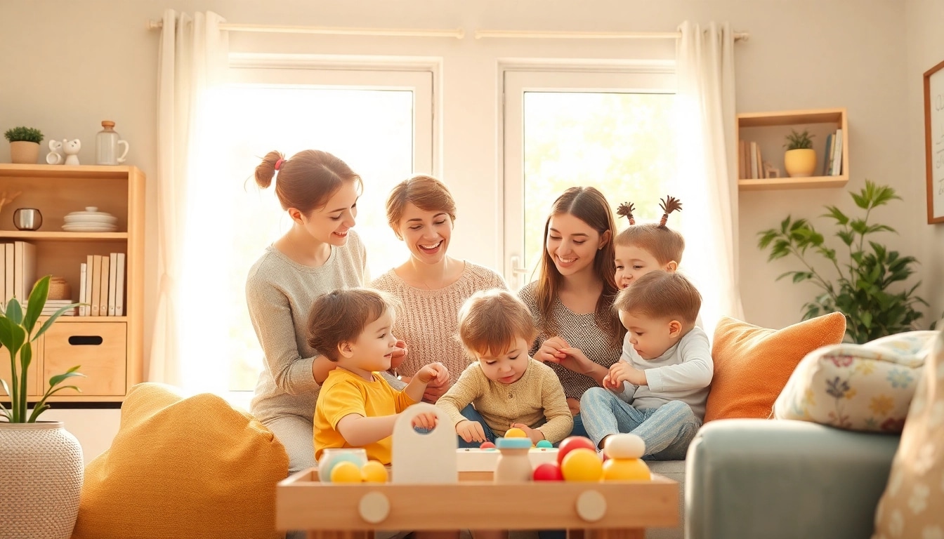 Kindererziehung in einer harmonischen Familienszene, wo Eltern liebevoll mit ihren Kindern interagieren.