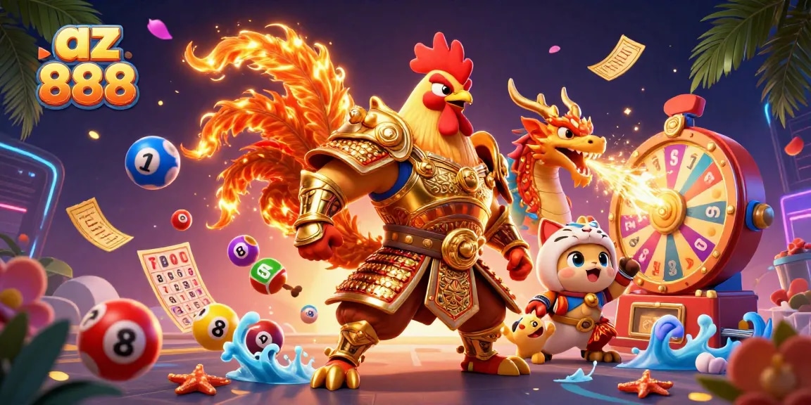 Engage with az 888's vibrant online gaming experience featuring dynamic lottery elements and exciting characters.