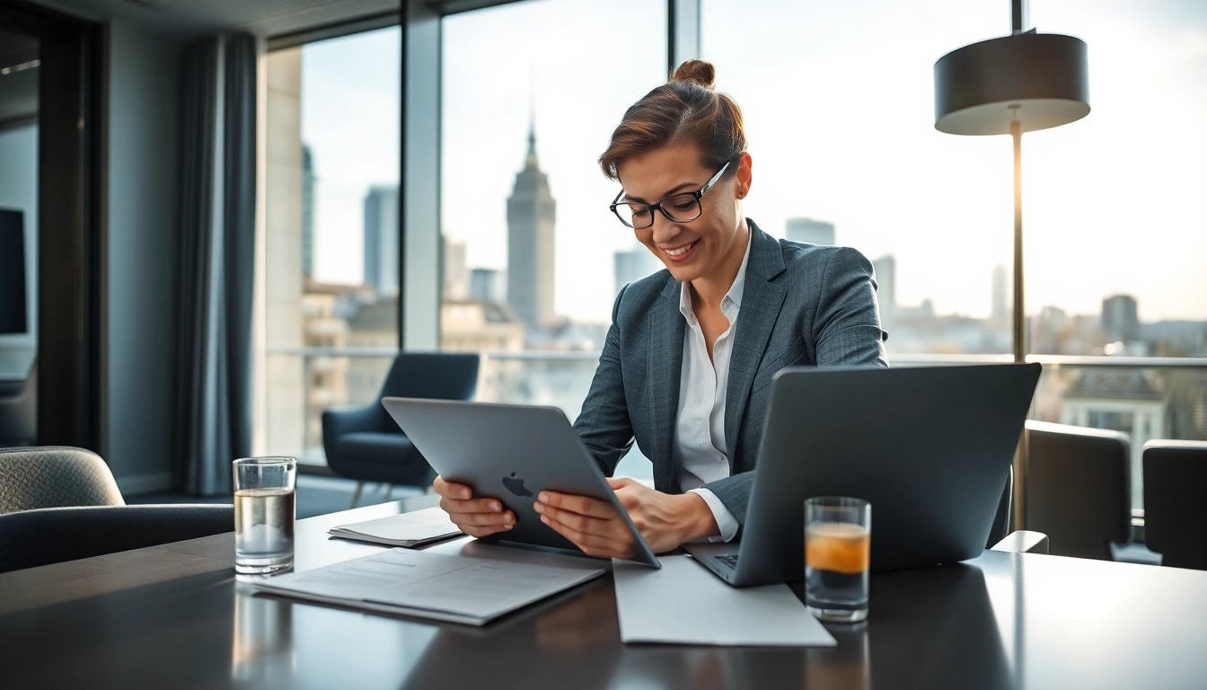 Der Headhunter Berlin arbeitet fokussiert in einem modernen Büro, um die besten Talente zu finden.