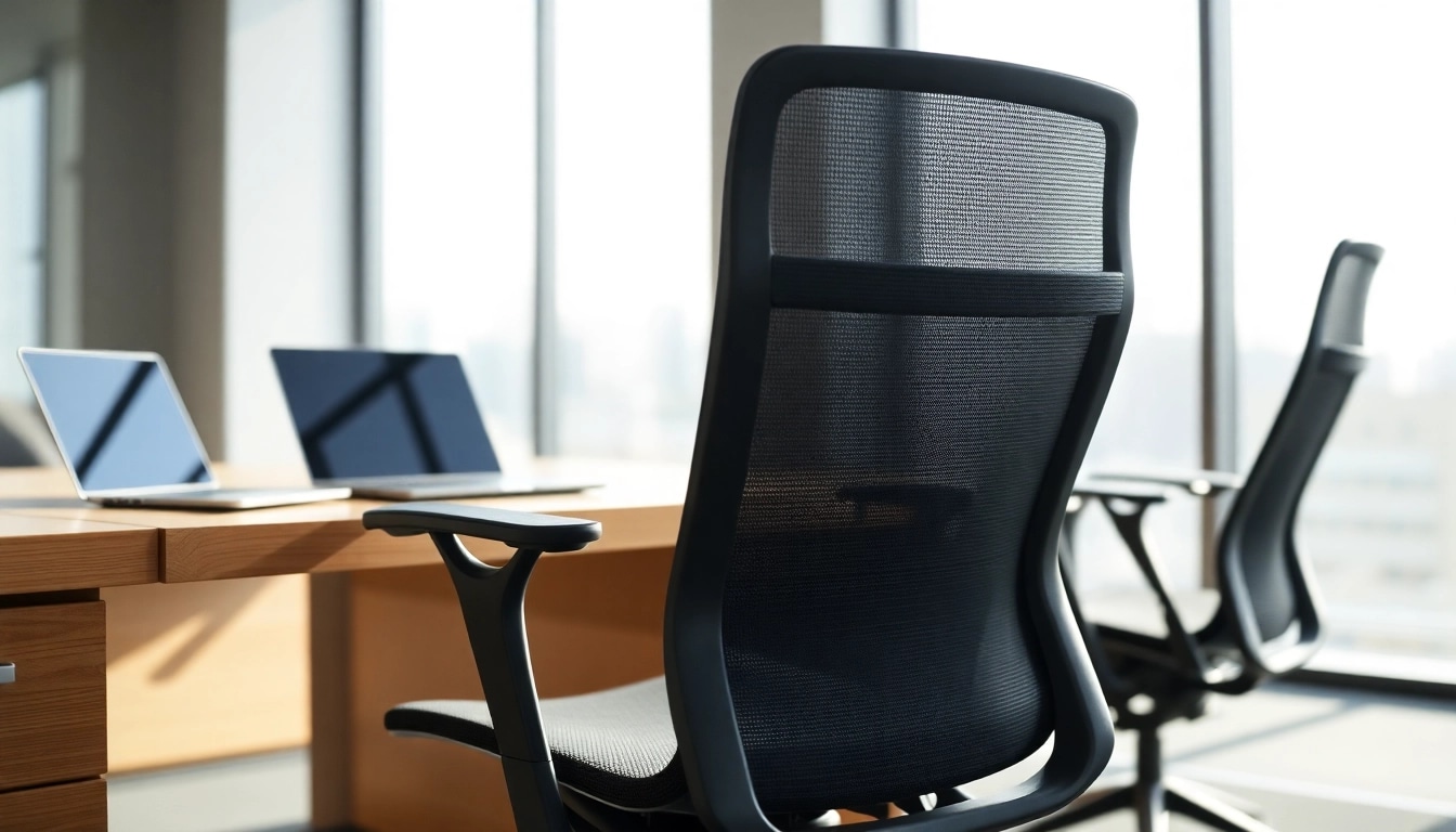 Herman Miller Aeron präsentiert in einem stilvollen Büro mit ergonomischem Design und modernen Elementen.