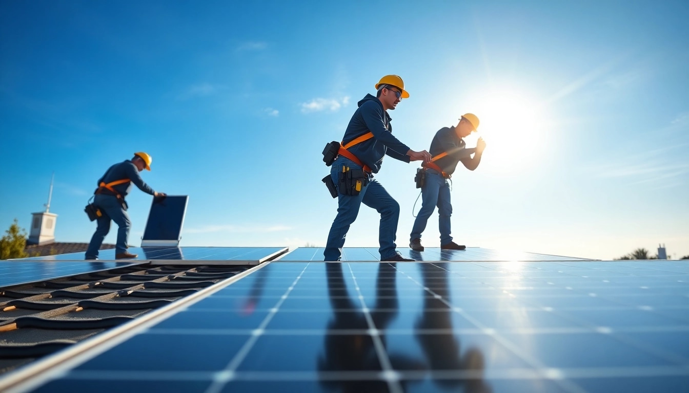 Photovoltaik Leads fördern durch Installation von Solaranlagen auf einem modernen Dach.