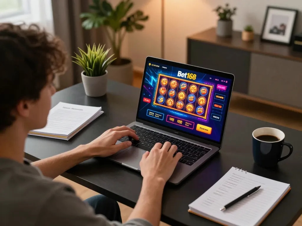 Engaging with the Bet168 casino app for a dynamic online gaming experience.