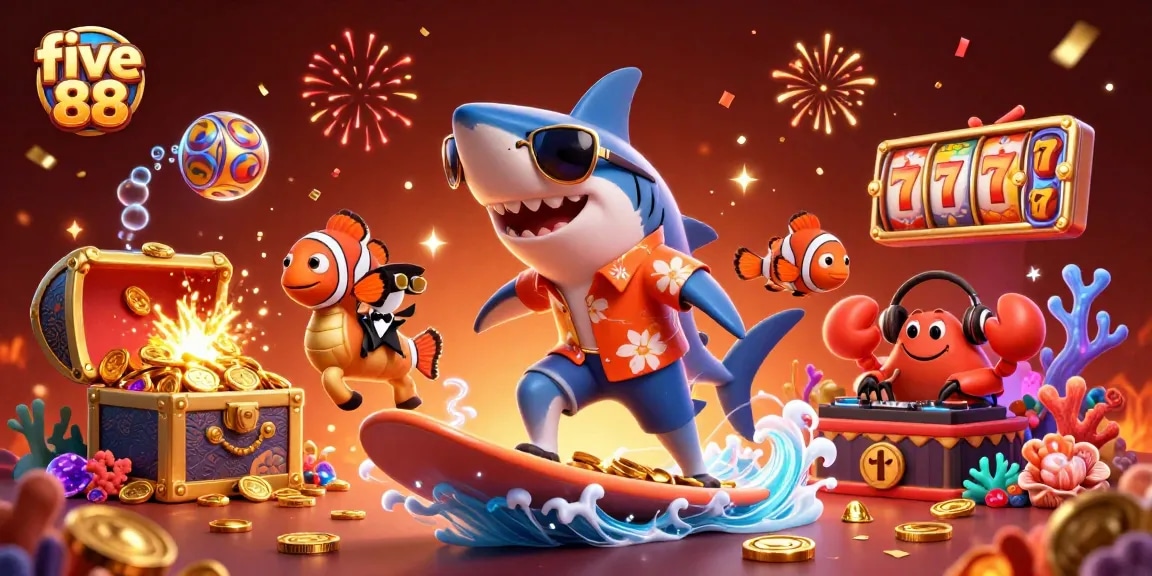 Join the excitement at five 88, where players discover a frenzy of fun with vibrant casino-themed characters and elements.