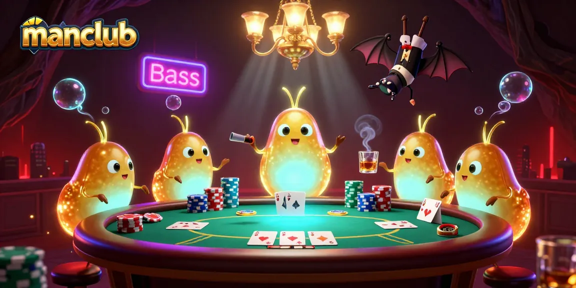 Experience the thrill of the manclub casino with vibrant glowworms lighting up a poker game.