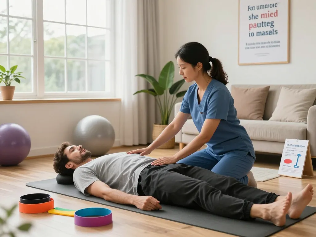 Pelvi-care.de physiotherapy session showcasing effective pelvic floor exercises in a bright, inviting home environment.