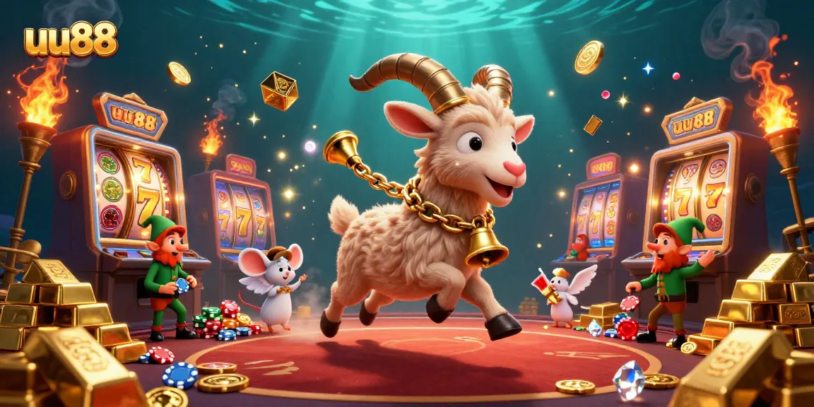 Experience the excitement at uu88 casino with a festive Krampus and playful elves in a vibrant, action-packed scene.