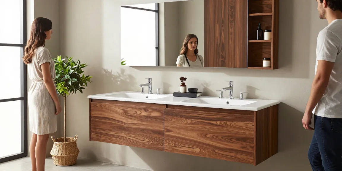 Stijlvol badkamermeubel 140 cm met dubbele wastafel in een moderne badkamer.