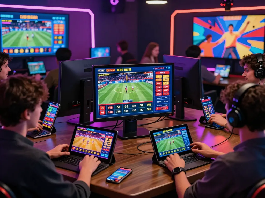 Exciting online betting experience at bl555's vibrant gaming platform, showcasing enthusiastic players and live sports events.