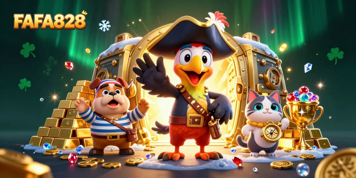 Spin the reels of winning excitement with FAFA828's dynamic casino adventure illustration.
