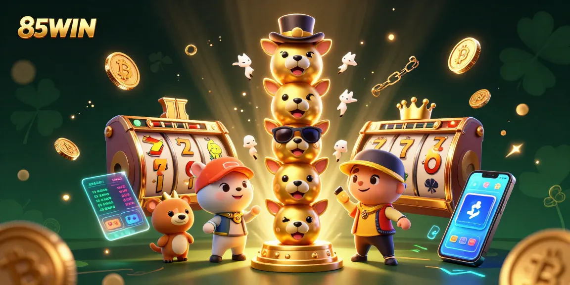 Experience thrilling slots and casino games at 85WIN's vibrant 3D illustration.