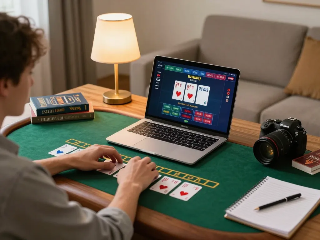 Engaging online gameplay on TRANG CHỦ LUCK8 showcasing exciting Blackjack with a player at home.