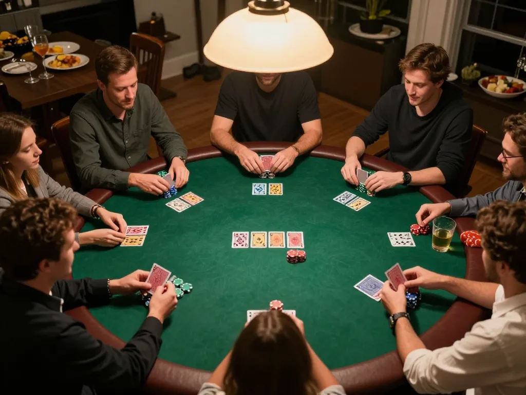 Players enjoy a thrilling poker game at home while experiencing fun with sin88 environment.