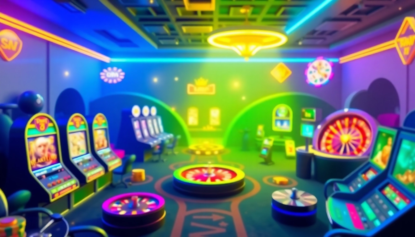 Experience diverse gaming options at online casinos with colorful slots and card games.