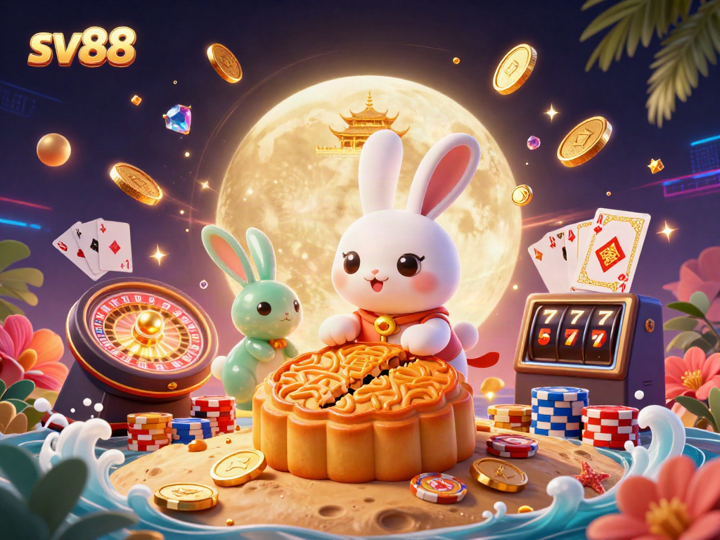 Experience sv88's thrilling moon gaming adventure with characters, coins, and casino elements.