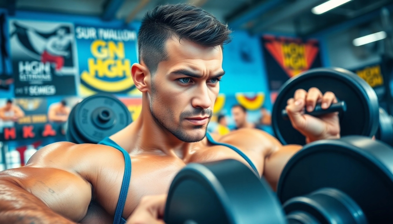 Hgh kaufen für effektives Krafttraining mit professionellem Sportler im Fitnessstudio.