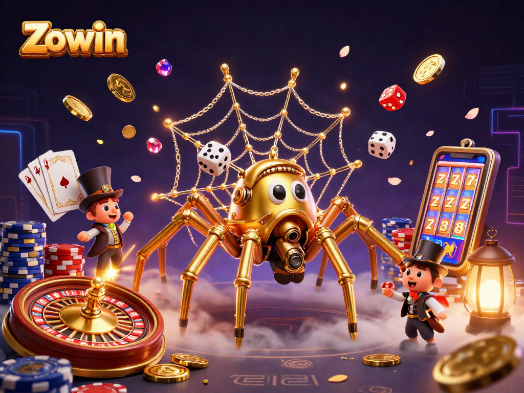Zowin captures the thrill of gambling with an engaging steampunk scene filled with intricate game elements.