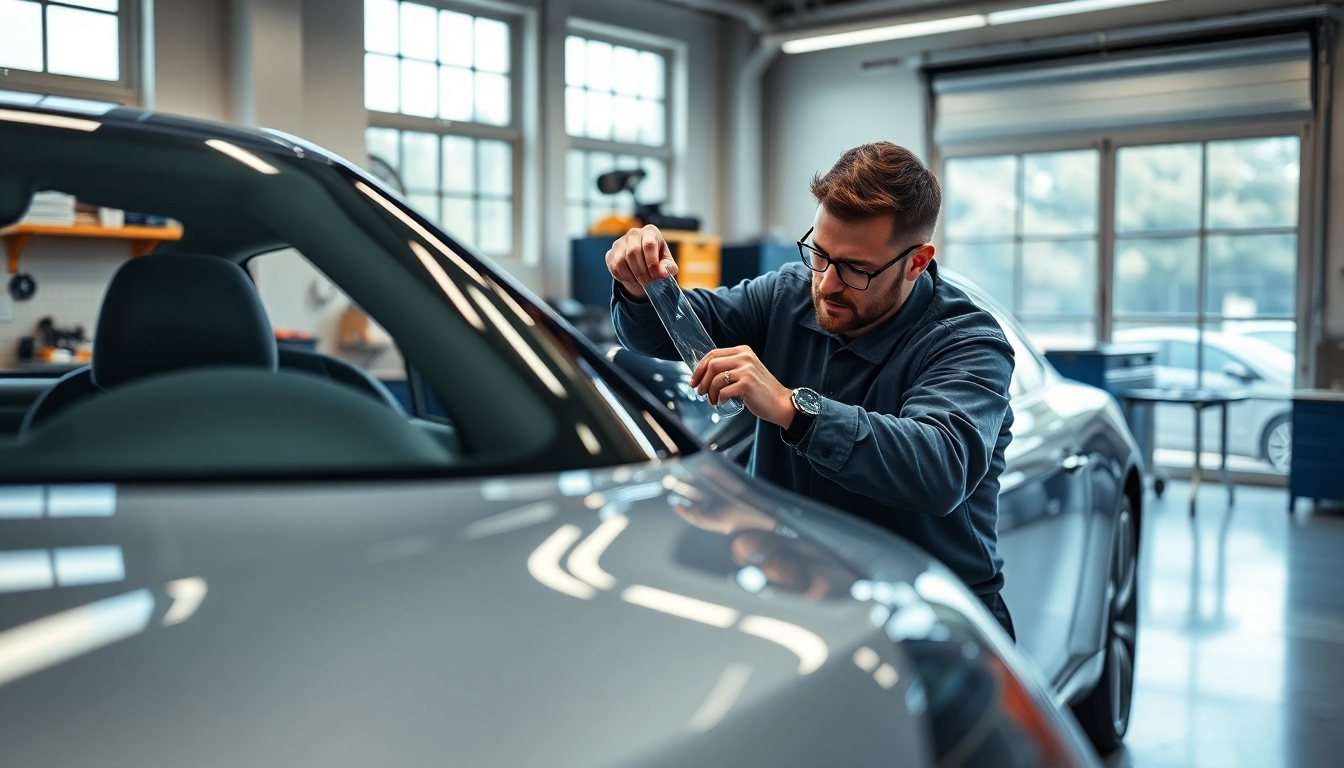 Lackschutzfolie München wird auf einem luxuriösen Auto applied in einer professionellen Werkstatt
