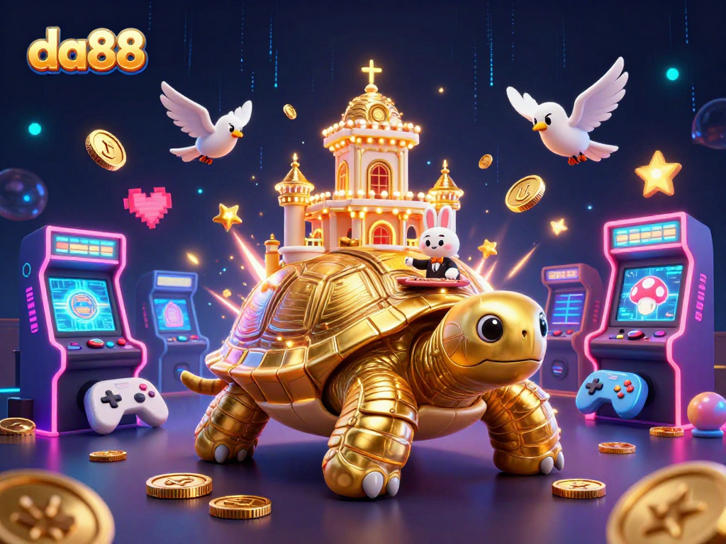 Engage in exciting casino games at da88 with vibrant characters and dynamic gold coins.