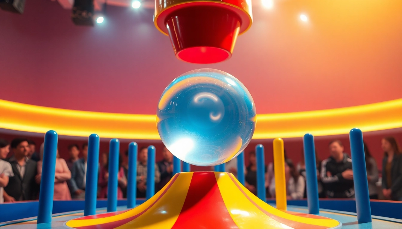 Sehen Sie, wie die Plinko-Kugel aufregend zwischen den Stiften fällt, während das Publikum zuschaut.