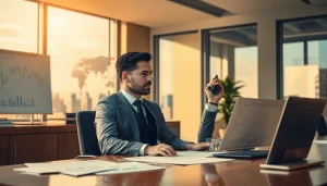 Professioneller Headhunter Finance in modernem Büro, der Finanzdaten analysiert.