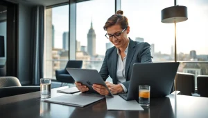 Der Headhunter Berlin arbeitet fokussiert in einem modernen Büro, um die besten Talente zu finden.