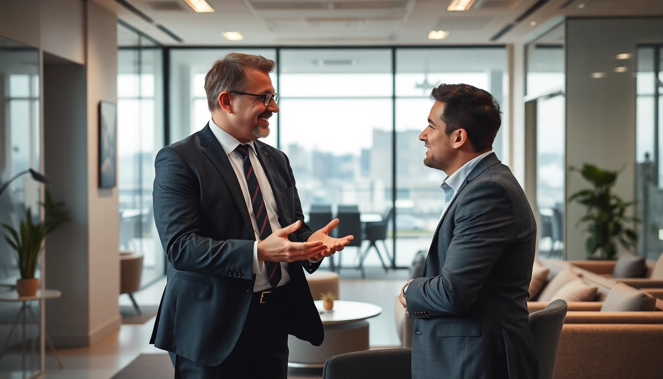 Headhunter Monchengladbach: Dynamische Besprechung in modernem Büro zwischen Headhunter und Kandidat, kreative Atmosphäre