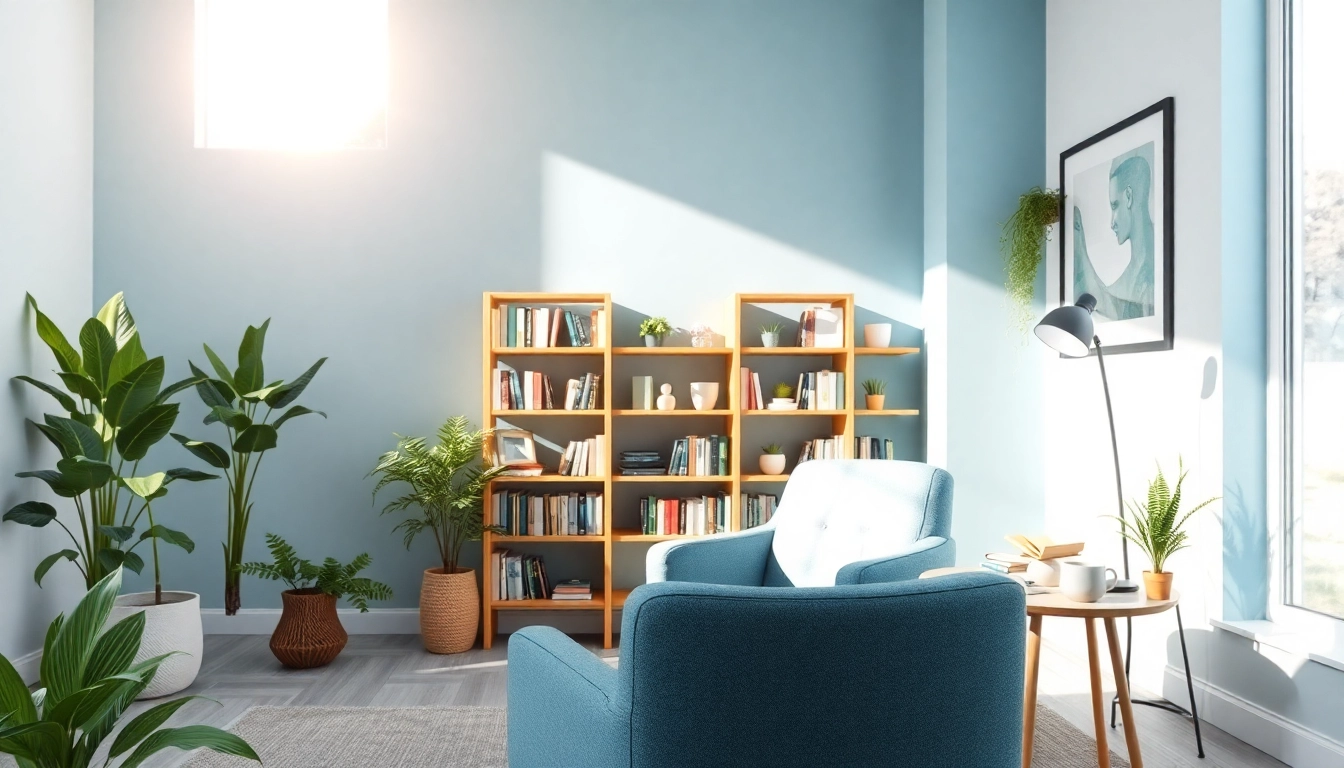 Coaching in Lebenskrisen: Ein einladendes Coaching-Setting mit Sessel, Notizblock und Pflanzen.