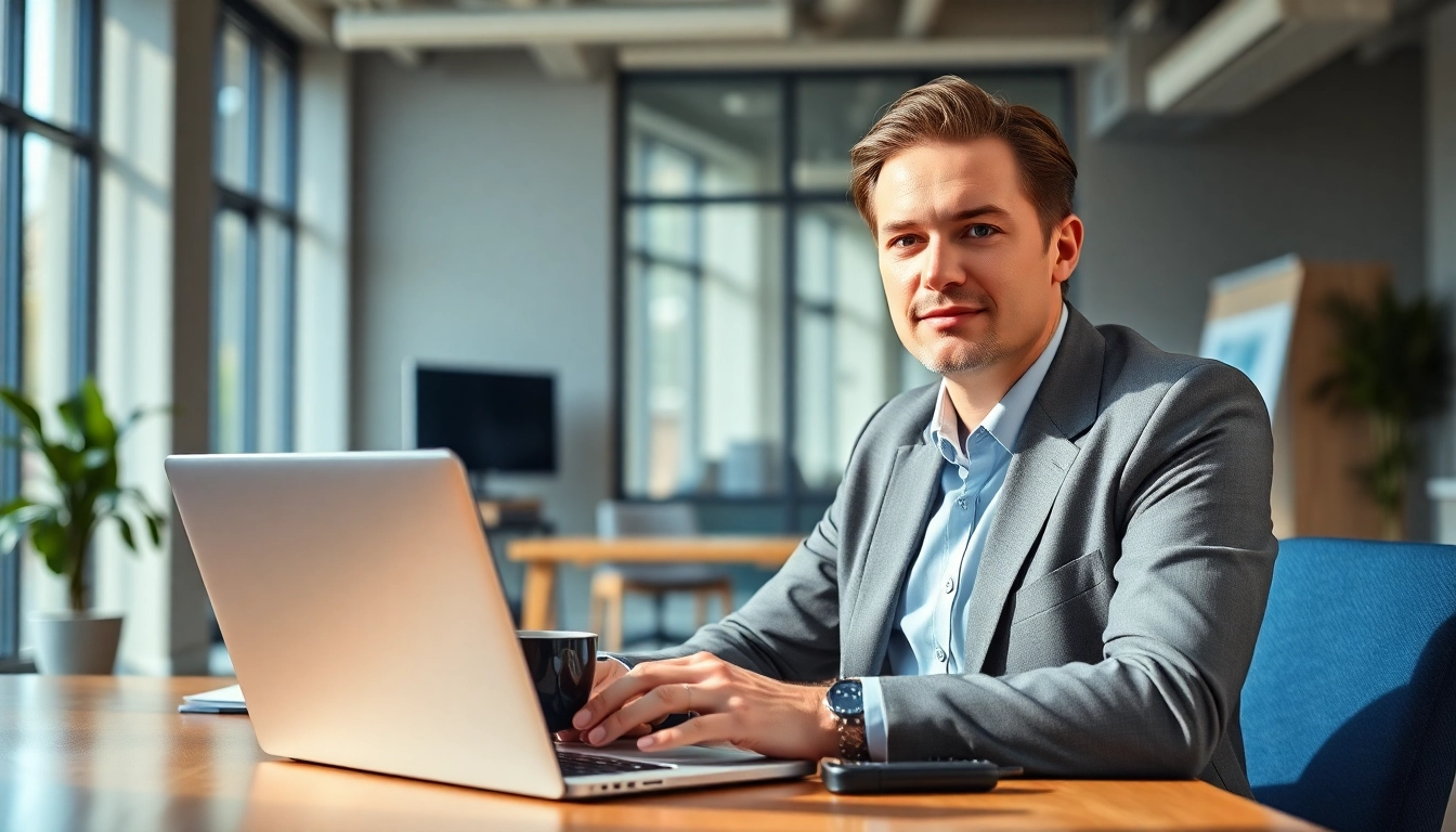 Headhunter Schweiz motiviert in einem modernen Büro, konzentriert auf die Rekrutierung.
