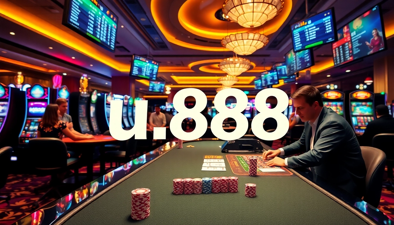 Engage in high-stakes gaming at link u888's luxurious casino environment with poker and roulette.