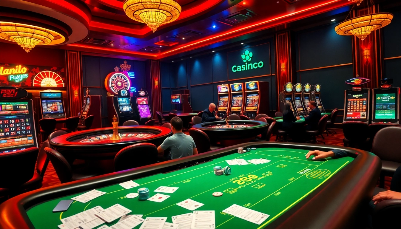 Experience the thrill of online gambling at https://fun79.bio/ with vibrant casino tables and slot machines.