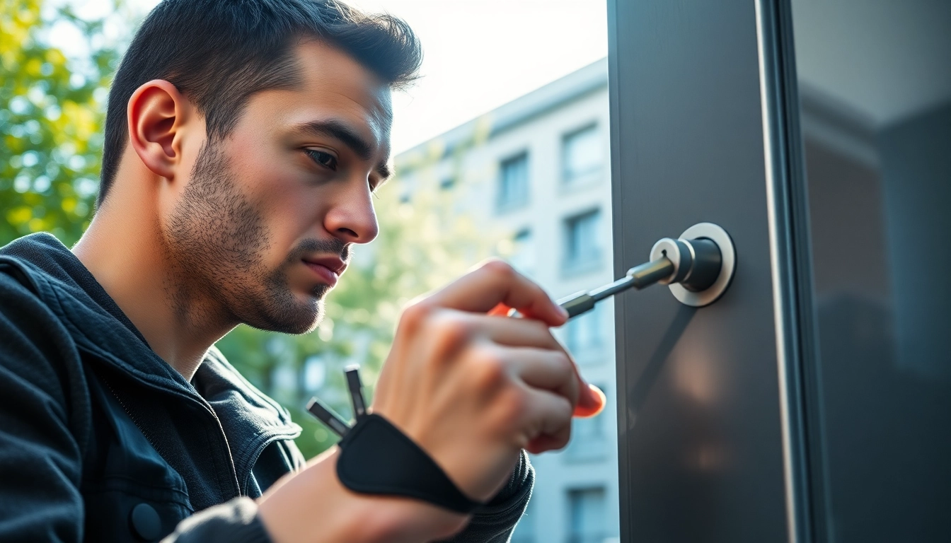 Türöffnung Berlin: Fachmann öffnet eine Tür in Berlin mit professionellen Werkzeugen.