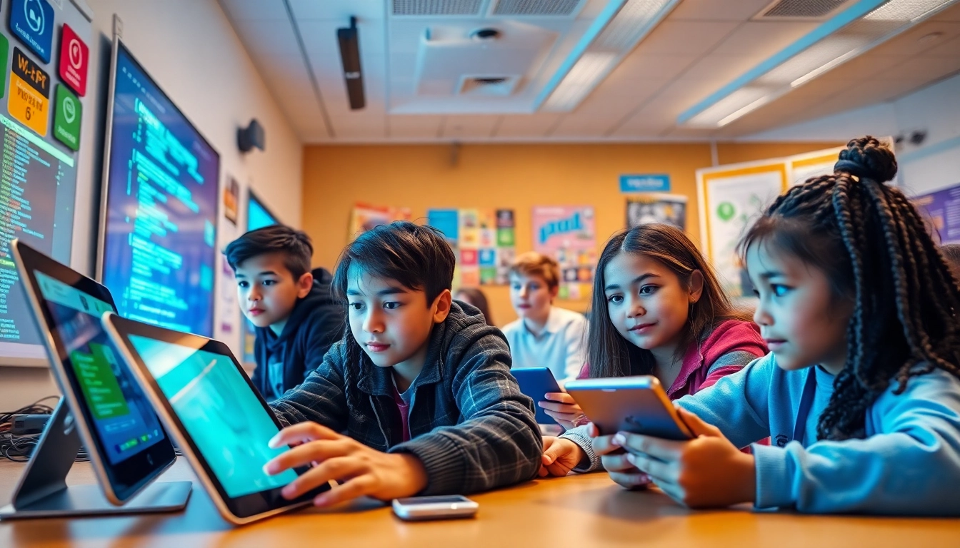 Innovative learning environment featuring 有道 technology in use by engaged students.